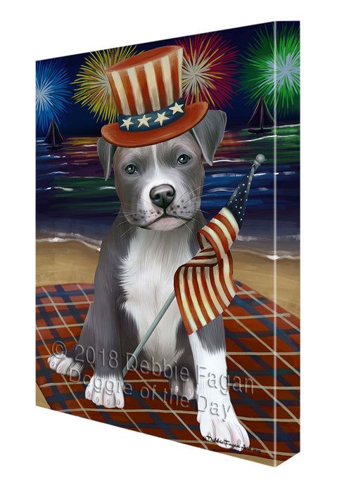 4th of July Independence Day Firework Pit Bull Dog Canvas Wall Art CVS56271