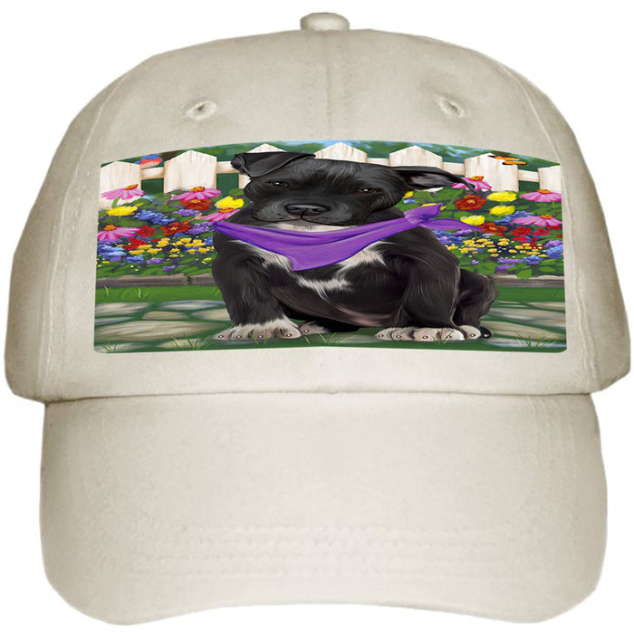 Spring Floral Pit Bull Dog Ball Hat Cap HAT54345