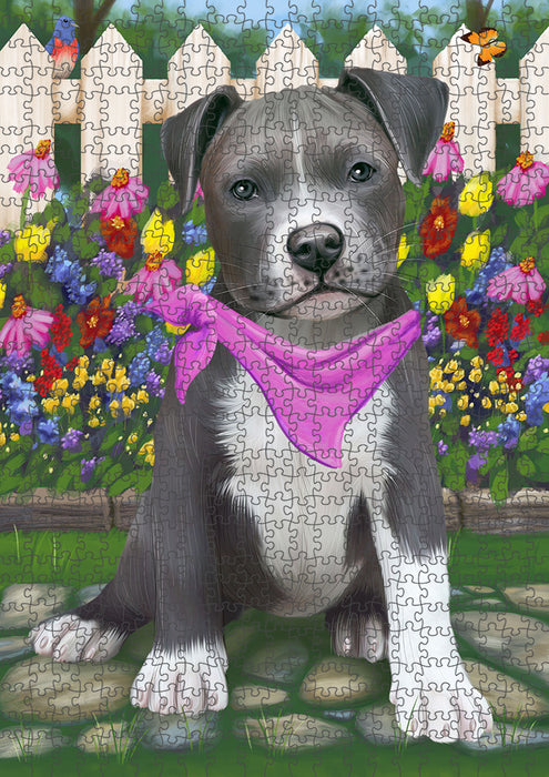 Spring Floral Pit Bull Dog Puzzle with Photo Tin PUZL54477