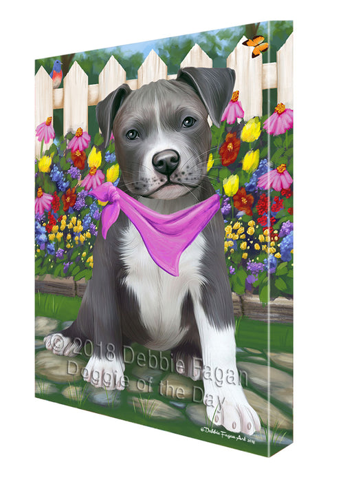 Spring Floral Pit Bull Dog Canvas Wall Art CVS68065