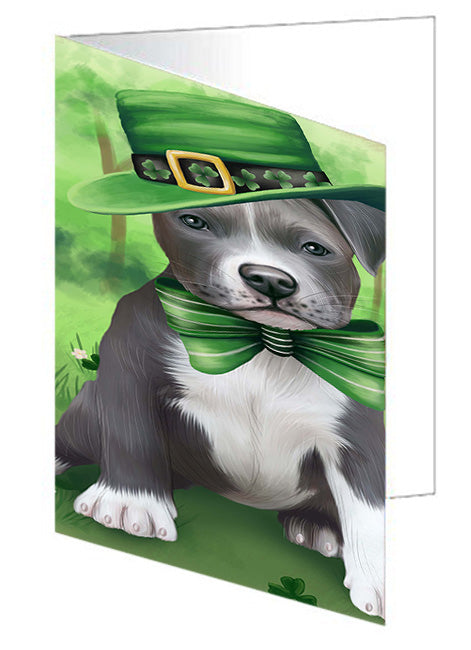 St. Patricks Day Irish Portrait Pit Bull Dog Handmade Artwork Assorted Pets Greeting Cards and Note Cards with Envelopes for All Occasions and Holiday Seasons GCD52064