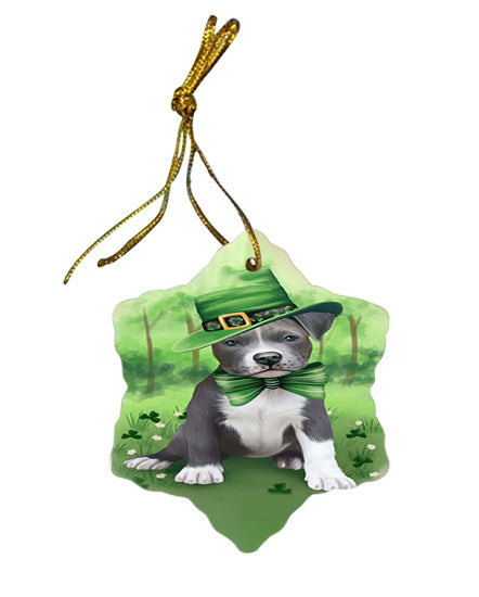 St. Patricks Day Irish Portrait Pit Bull Dog Star Porcelain Ornament SPOR49337