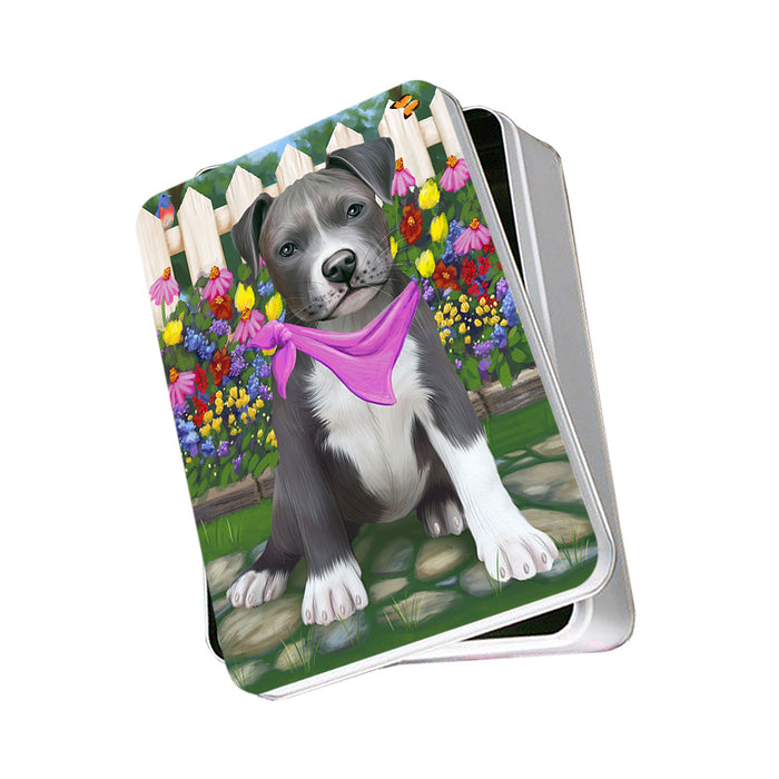 Spring Floral Pit Bull Dog Photo Storage Tin PITN50199