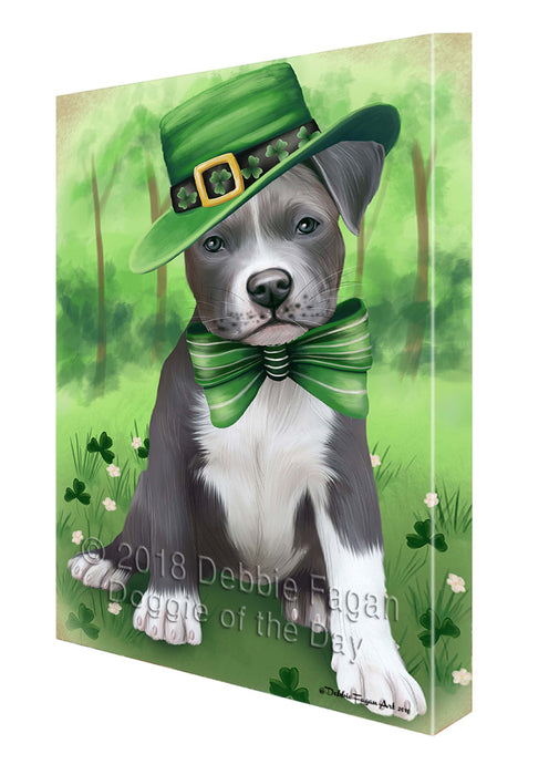 St. Patricks Day Irish Portrait Pit Bull Dog Canvas Wall Art CVS58998