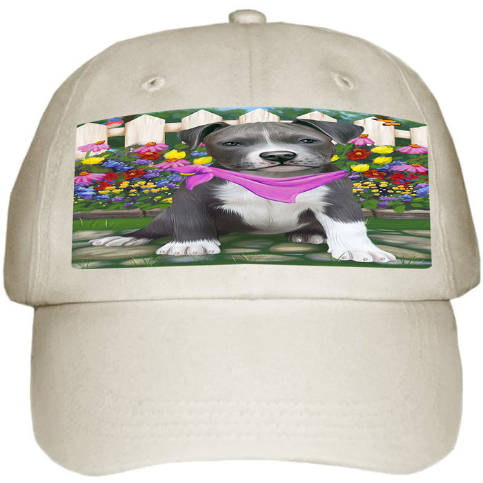 Spring Floral Pit Bull Dog Ball Hat Cap HAT54348