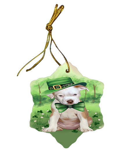 St. Patricks Day Irish Portrait Pit Bull Dog Star Porcelain Ornament SPOR49338