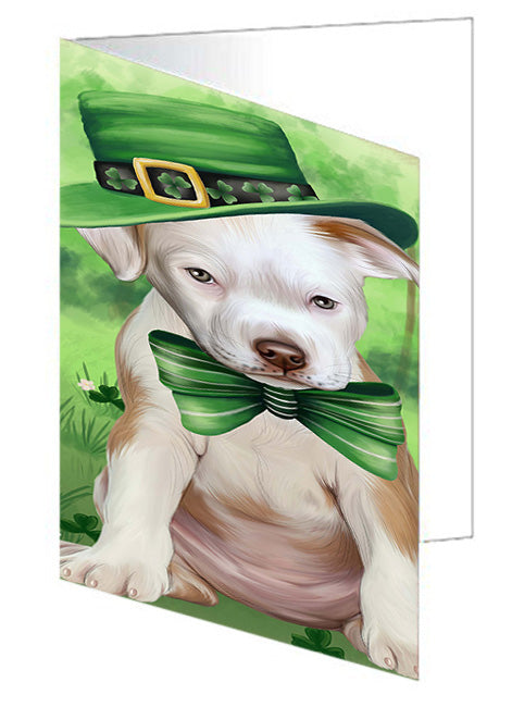 St. Patricks Day Irish Portrait Pit Bull Dog Handmade Artwork Assorted Pets Greeting Cards and Note Cards with Envelopes for All Occasions and Holiday Seasons GCD52067