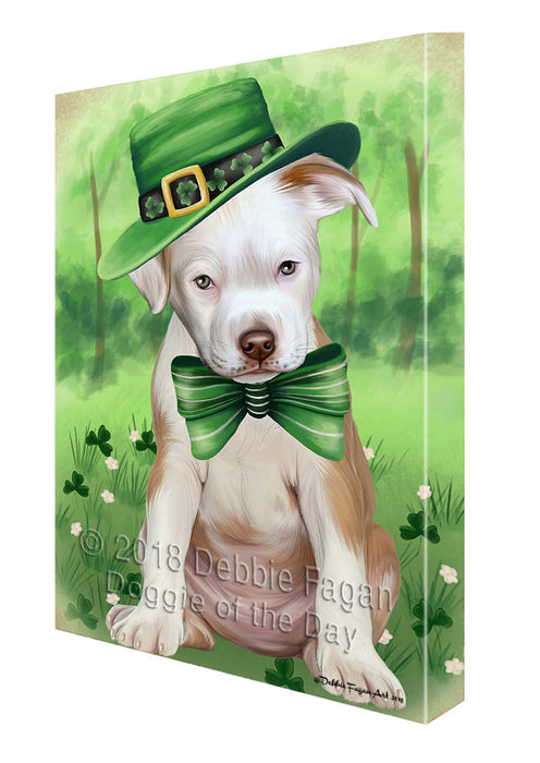 St. Patricks Day Irish Portrait Pit Bull Dog Canvas Wall Art CVS59007