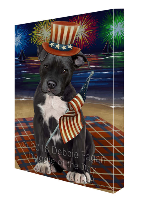 4th of July Independence Day Firework Pit Bull Dog Canvas Wall Art CVS56289