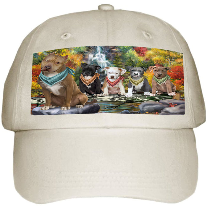 Scenic Waterfall Pit Bulls Dog Ball Hat Cap HAT59493