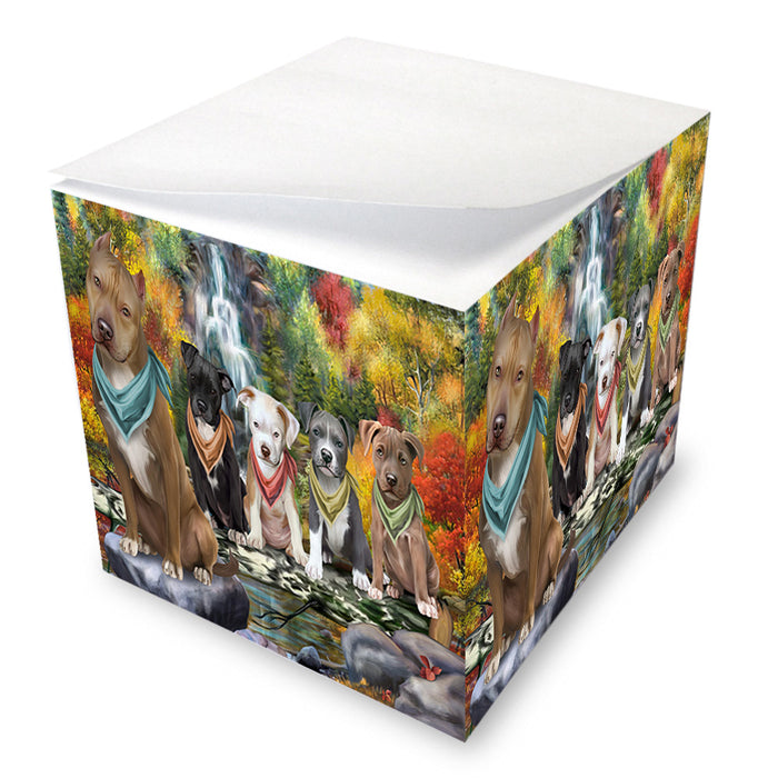 Scenic Waterfall Pit Bulls Dog Note Cube NOC51920