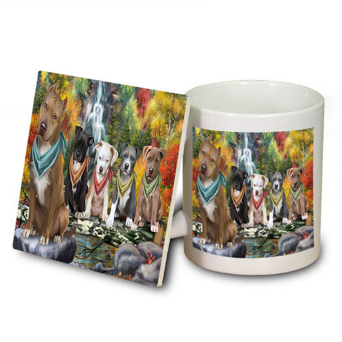 Scenic Waterfall Pit Bulls Dog Mug and Coaster Set MUC51912