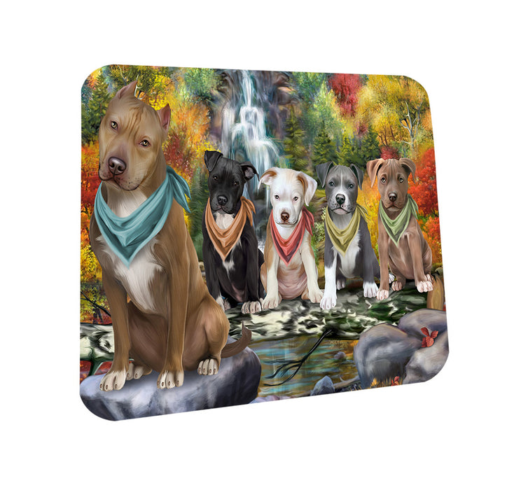Scenic Waterfall Pit Bulls Dog Coasters Set of 4 CST51879
