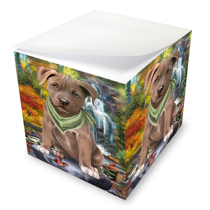 Scenic Waterfall Pit Bull Dog Note Cube NOC51921