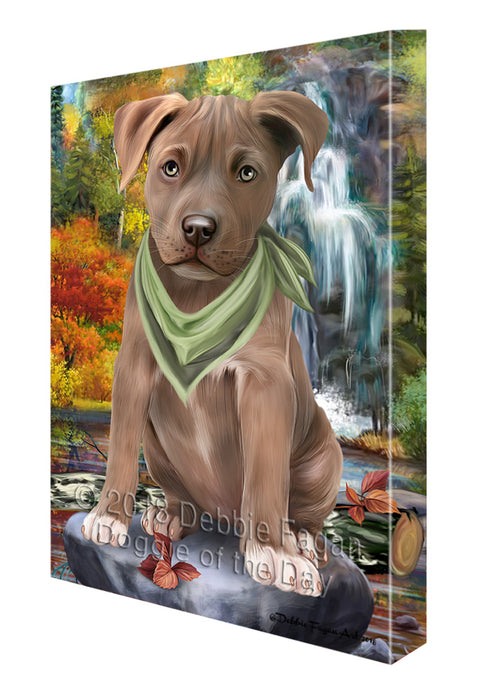 Scenic Waterfall Pit Bull Dog Canvas Print Wall Art Décor CVS84554