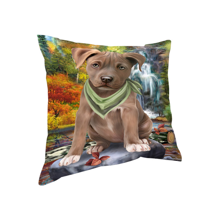 Scenic Waterfall Pit Bull Dog Pillow PIL64048
