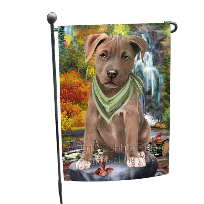 Scenic Waterfall Pit Bull Dog Garden Flag GFLG51918