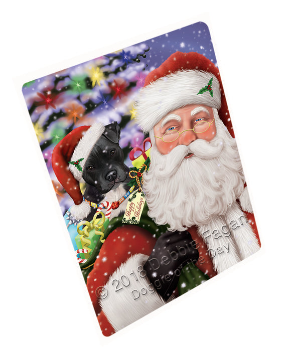 Santa Carrying Pit Bull Dog and Christmas Presents Blanket BLNKT103359