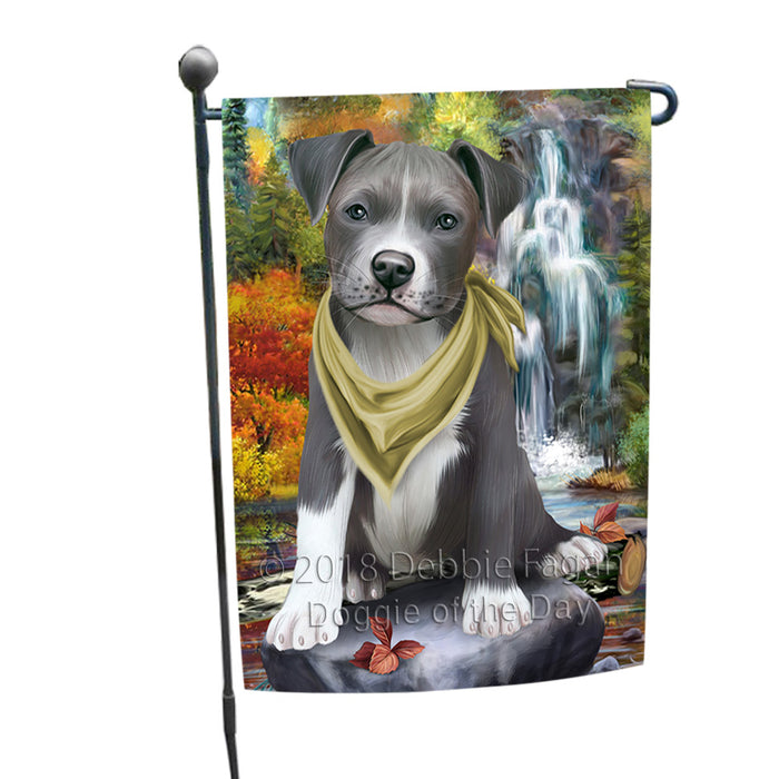 Scenic Waterfall Pit Bull Dog Garden Flag GFLG51919