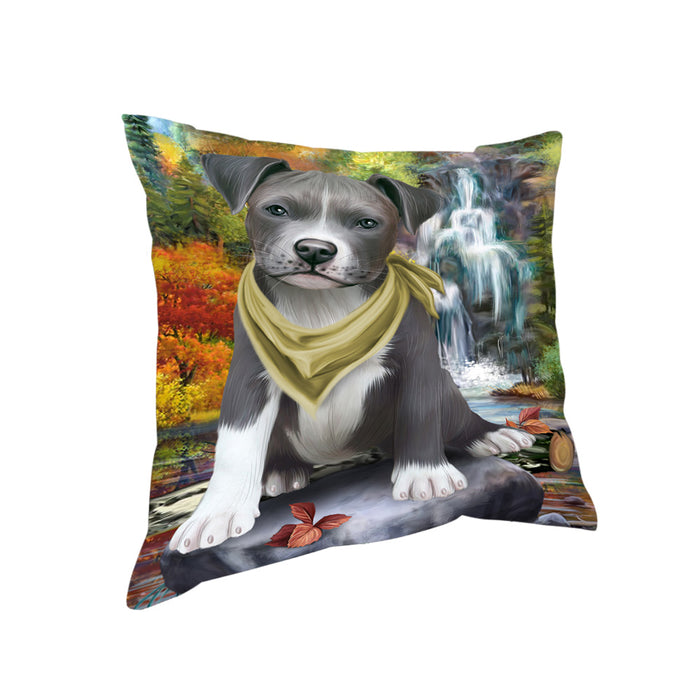 Scenic Waterfall Pit Bull Dog Pillow PIL64052