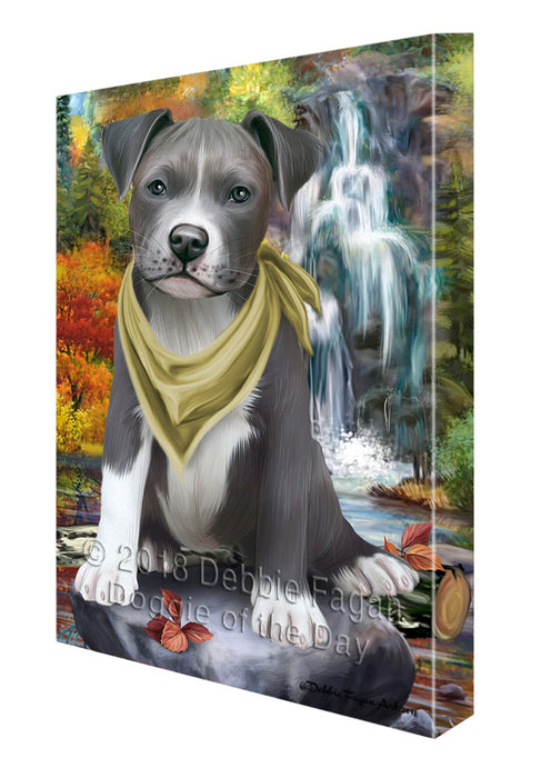 Scenic Waterfall Pit Bull Dog Canvas Print Wall Art Décor CVS84563