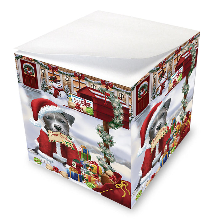 Pit bull Dog Dear Santa Letter Christmas Holiday Mailbox Note Cube NOC55559