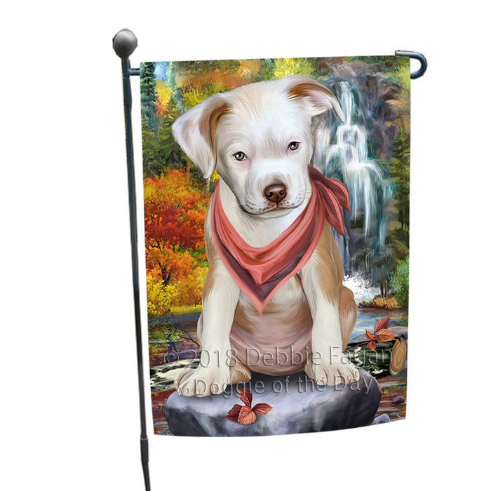 Scenic Waterfall Pit Bull Dog Garden Flag GFLG51920