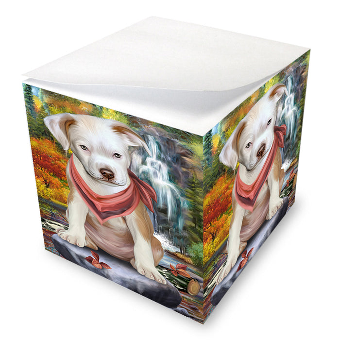 Scenic Waterfall Pit Bull Dog Note Cube NOC51923