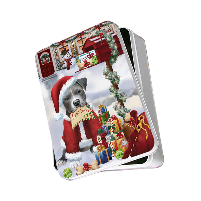 Pit bull Dog Dear Santa Letter Christmas Holiday Mailbox Photo Storage Tin PITN53856