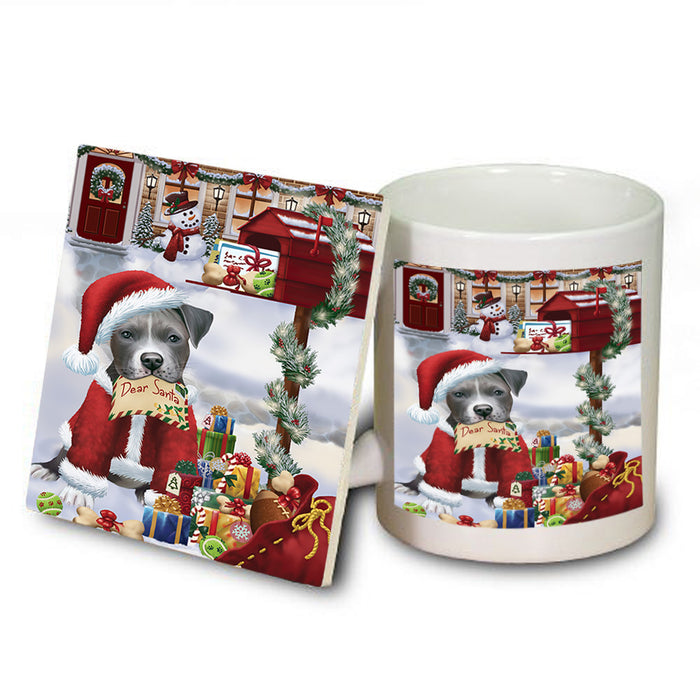 Pit bull Dog Dear Santa Letter Christmas Holiday Mailbox Mug and Coaster Set MUC53905