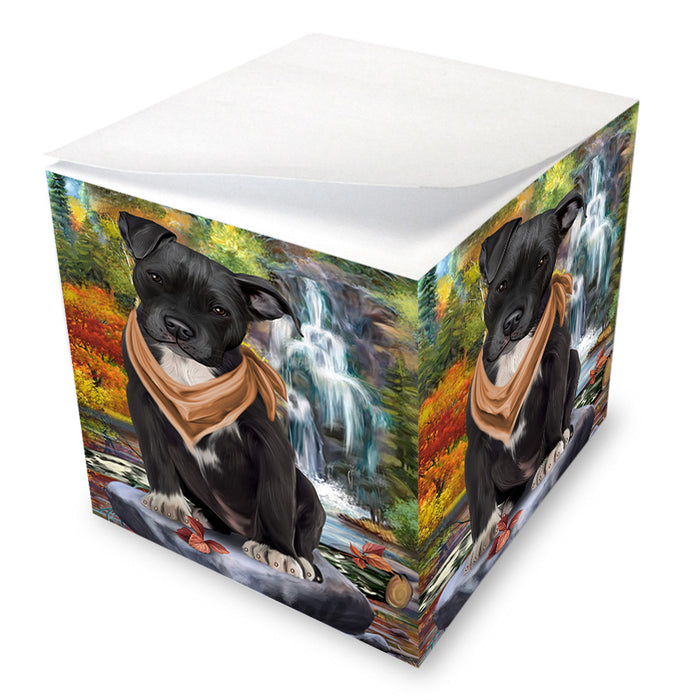 Scenic Waterfall Pit Bull Dog Note Cube NOC51924