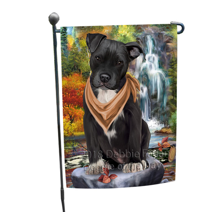 Scenic Waterfall Pit Bull Dog Garden Flag GFLG51921
