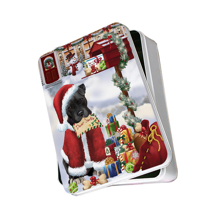 Pit bull Dog Dear Santa Letter Christmas Holiday Mailbox Photo Storage Tin PITN53857