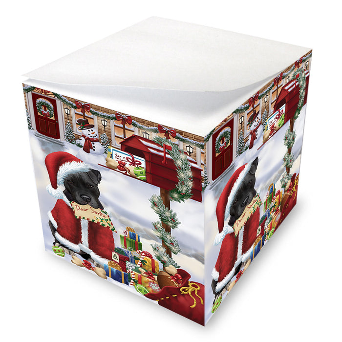 Pit bull Dog Dear Santa Letter Christmas Holiday Mailbox Note Cube NOC55560