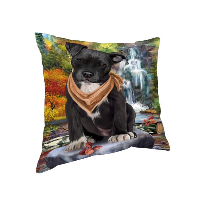 Scenic Waterfall Pit Bull Dog Pillow PIL64060