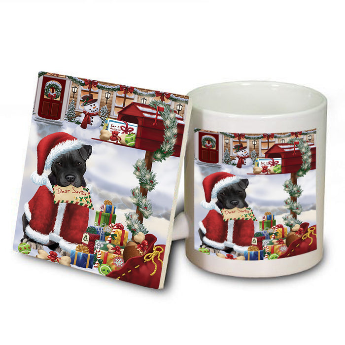 Pit bull Dog Dear Santa Letter Christmas Holiday Mailbox Mug and Coaster Set MUC53906