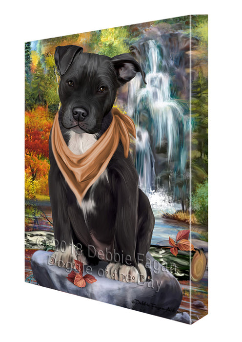 Scenic Waterfall Pit Bull Dog Canvas Print Wall Art Décor CVS84581