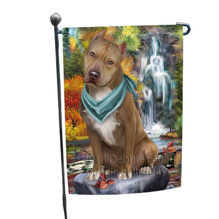 Scenic Waterfall Pit Bull Dog Garden Flag GFLG51922