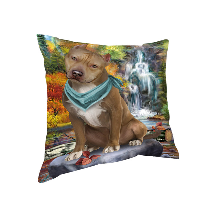 Scenic Waterfall Pit Bull Dog Pillow PIL64064