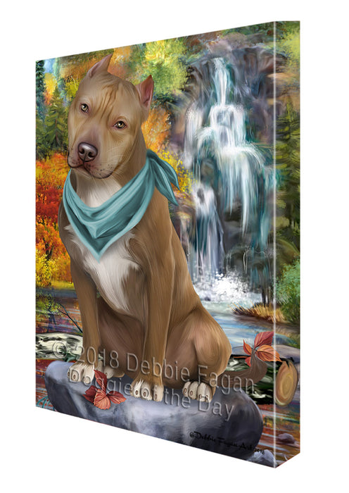 Scenic Waterfall Pit Bull Dog Canvas Print Wall Art Décor CVS84590