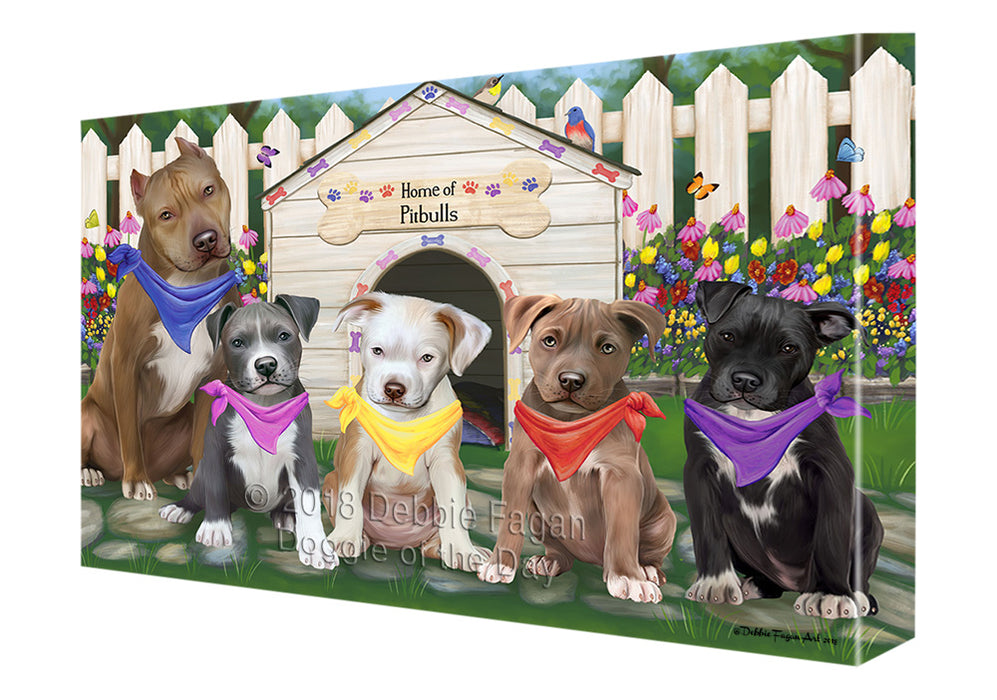Spring Dog House Pit Bulls Dog Canvas Wall Art CVS68011