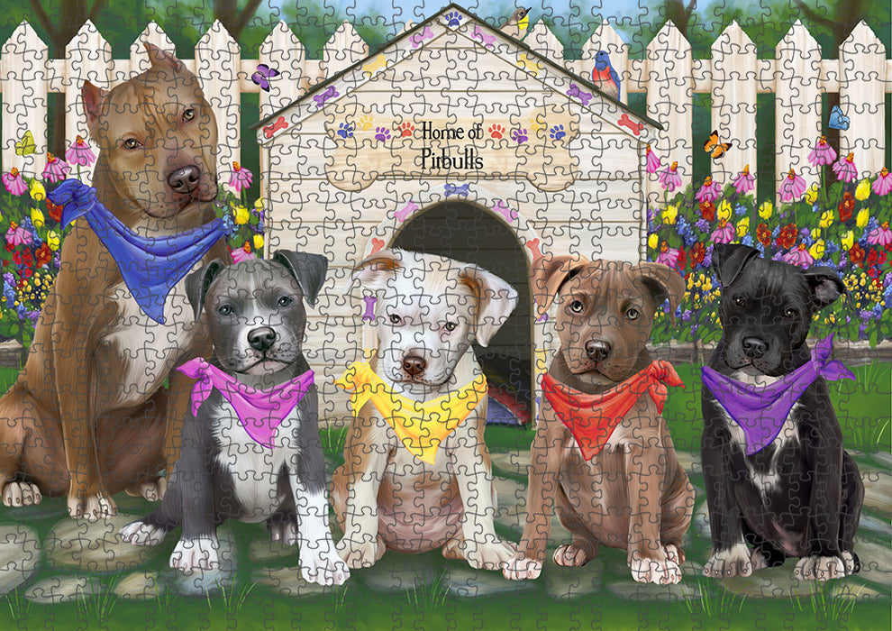 Spring Dog House Pit Bulls Dog Puzzle with Photo Tin PUZL54459