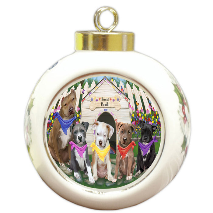 Spring Dog House Pit Bulls Dog Round Ball Christmas Ornament RBPOR50885