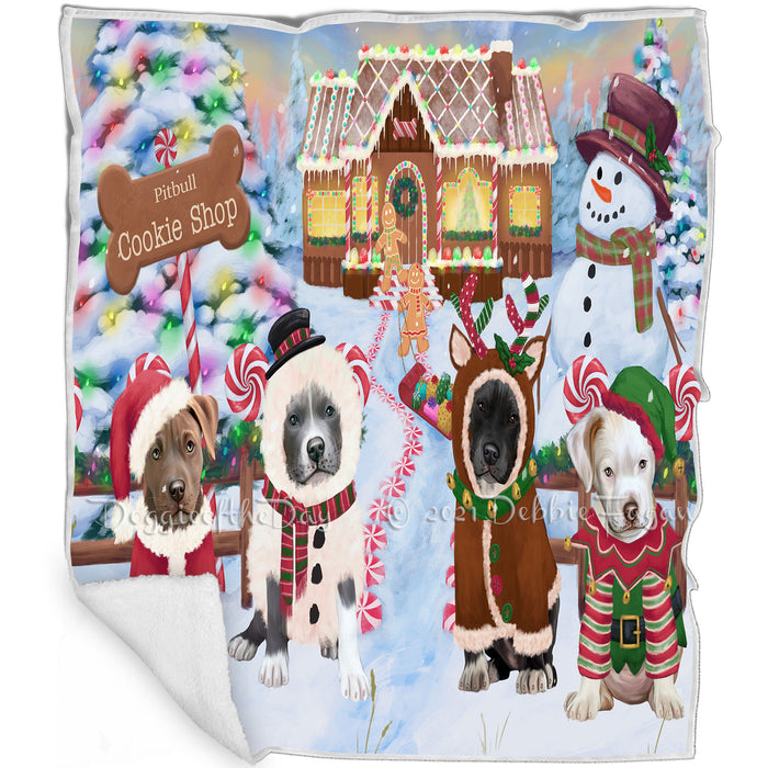 Holiday Gingerbread Cookie Shop Pit Bulls Dog Blanket BLNKT128001