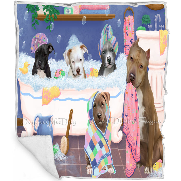 Rub A Dub Dogs In A Tub Pit Bulls Dog Blanket BLNKT130692
