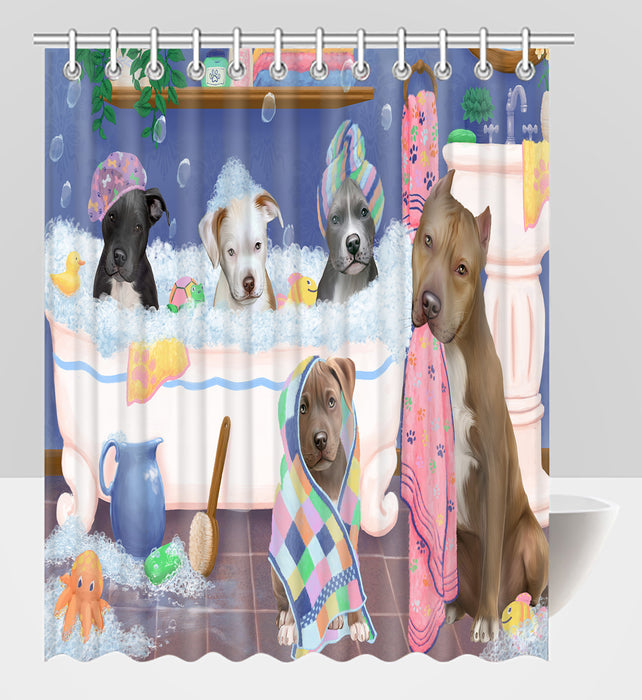 Rub A Dub Dogs In A Tub Pit Bull Dogs Shower Curtain