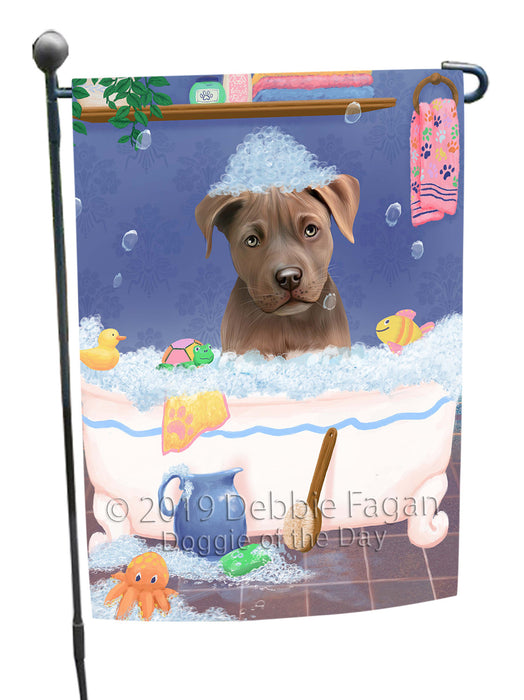 Rub A Dub Dog In A Tub Pit Bull Dog Garden Flag GFLG66267
