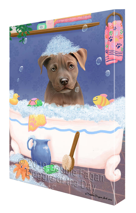 Rub A Dub Dog In A Tub Pit Bull Dog Canvas Print Wall Art Décor CVS143207