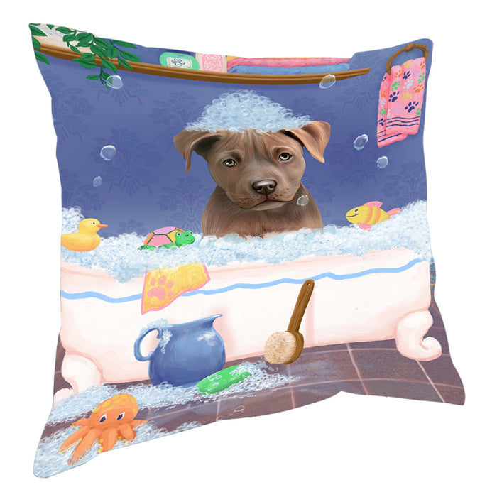Rub A Dub Dog In A Tub Pitbull Dog Pillow with Top Quality High-Resolution Images - Ultra Soft Pet Pillows for Sleeping - Reversible & Comfort - Ideal Gift for Dog Lover - Cushion for Sofa Couch Bed - 100% Polyester, PILA90688