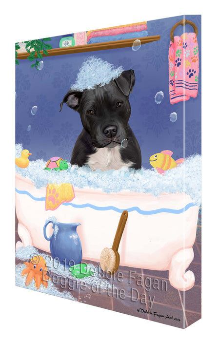 Rub A Dub Dog In A Tub Pit Bull Dog Canvas Print Wall Art Décor CVS143216